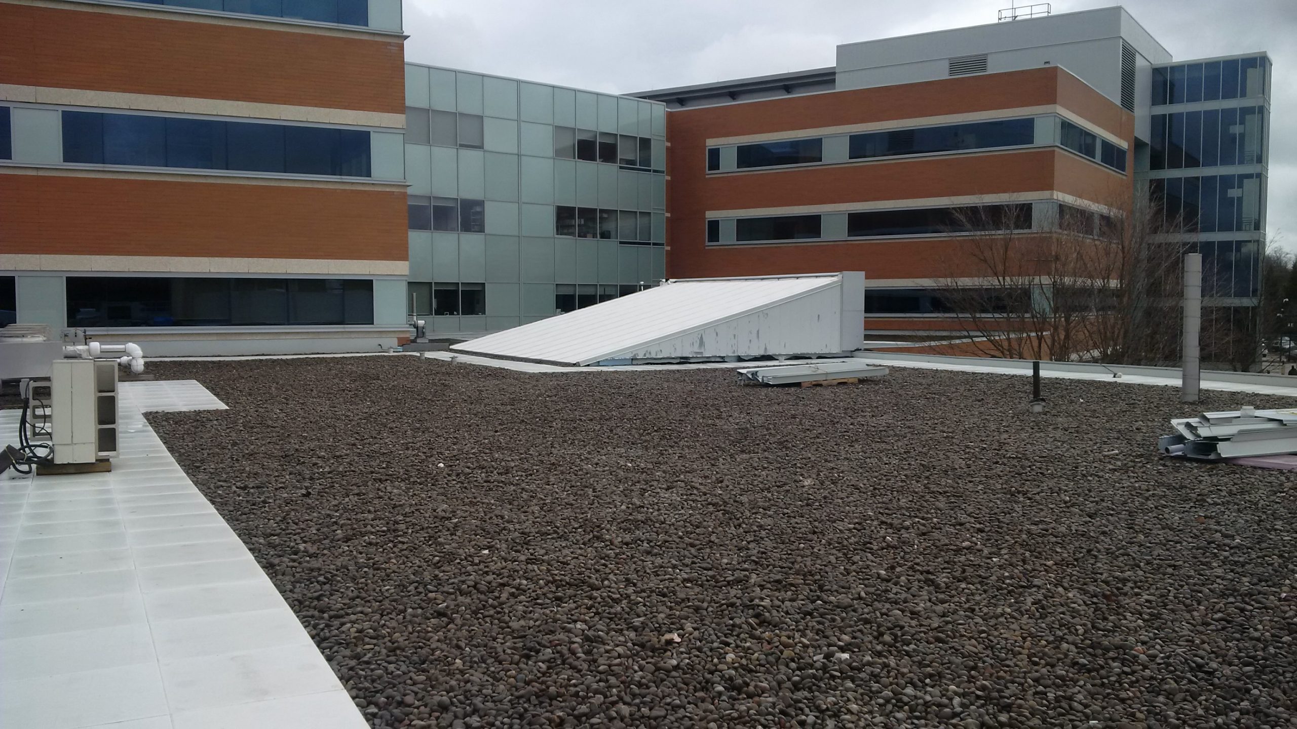 top gravel layer of repaired institutional roof