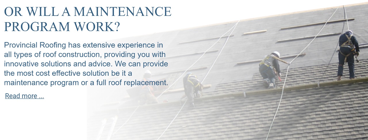 provincial roofing employees shingling steep sloped roof